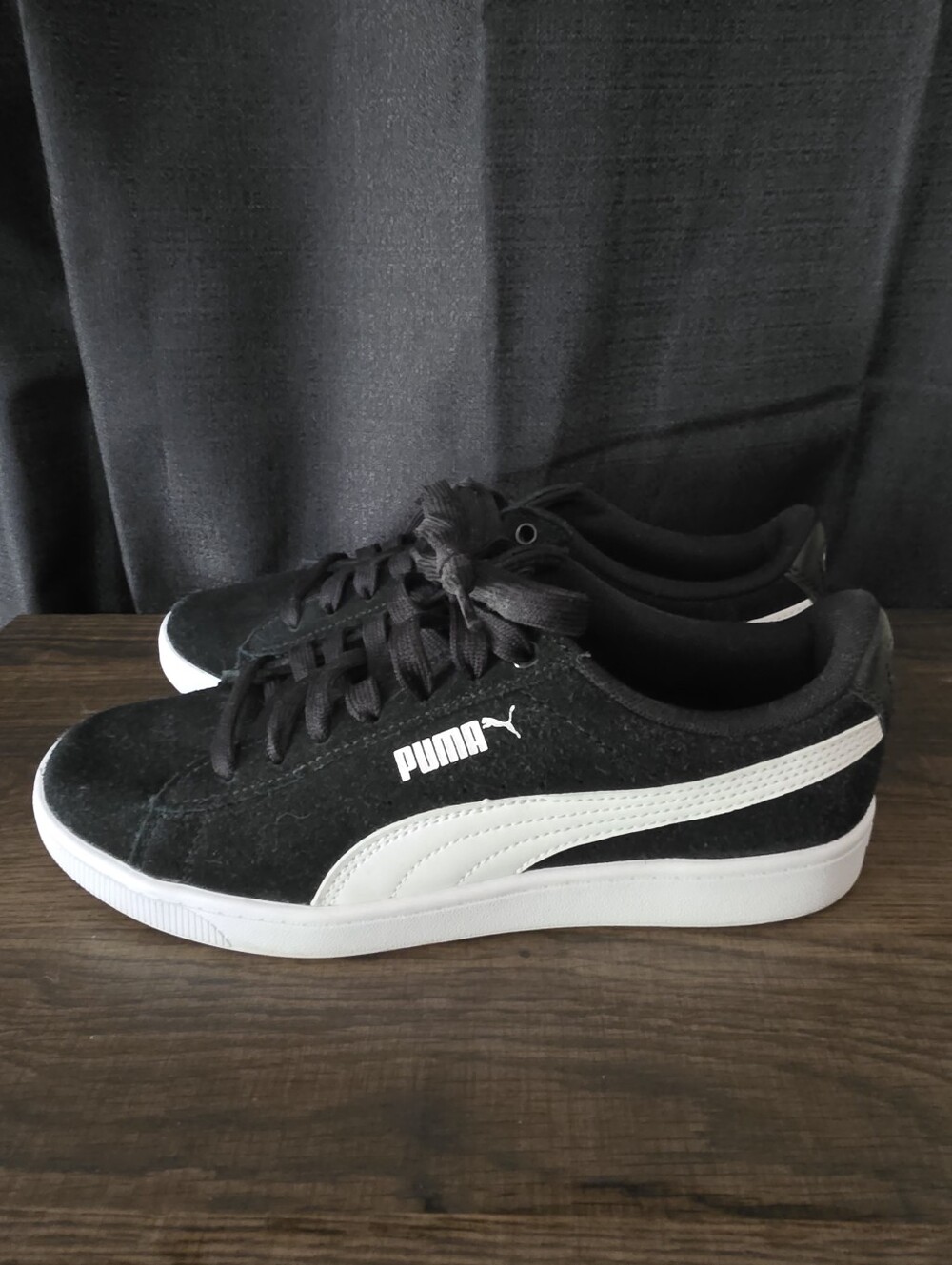 Puma Women's Black Suede Sneakers with White Formstrip